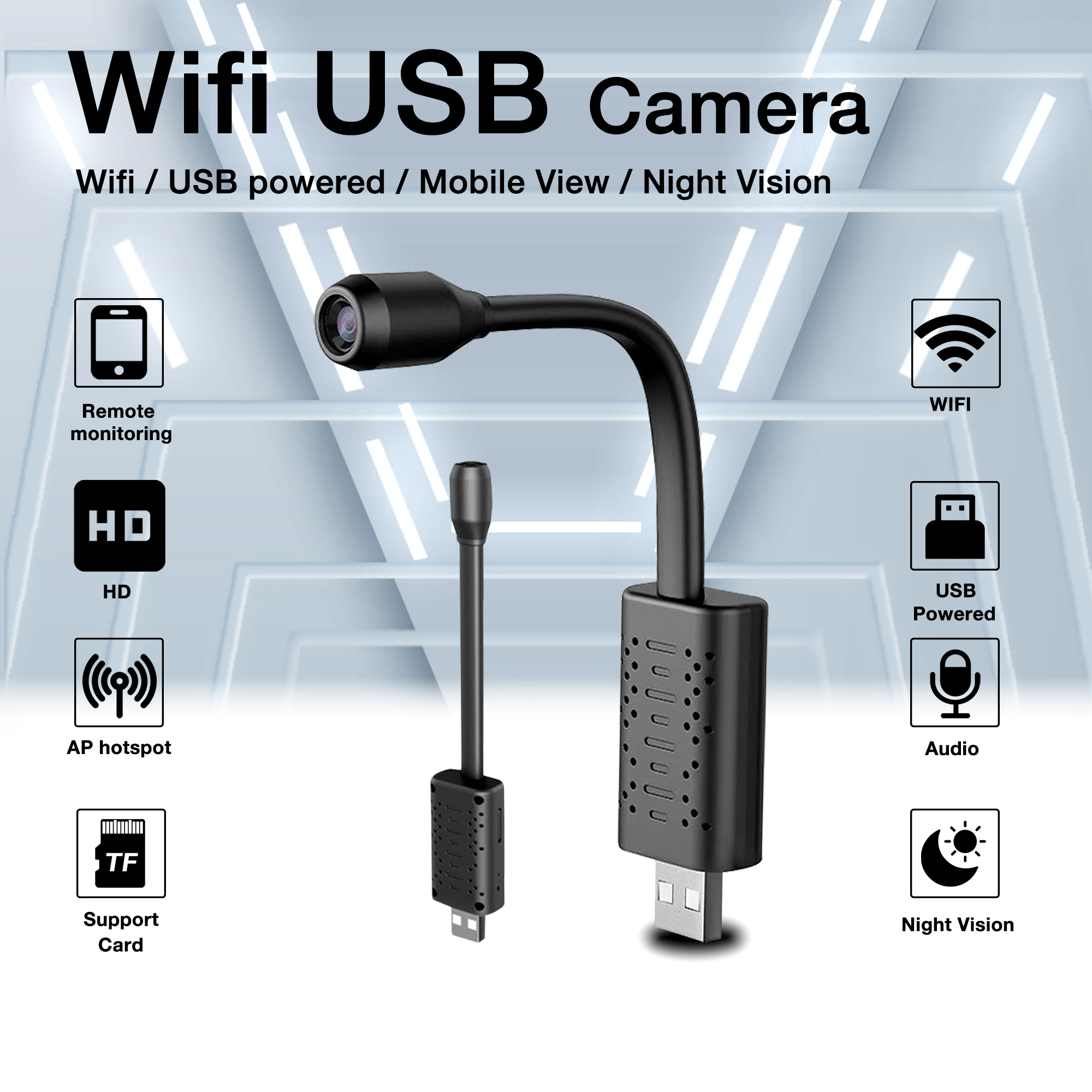 MINI Wifi IP USB CAMERA V380 Wireless Surveillance Camera HD USB Portable Home Small Camera MINI Wifi IP USB CAMERA V380 Wireless Surveillance Camera HD USB Portable Home Small Camera - Image 1